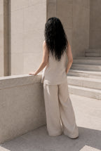 sleeveless linen outfit #natural