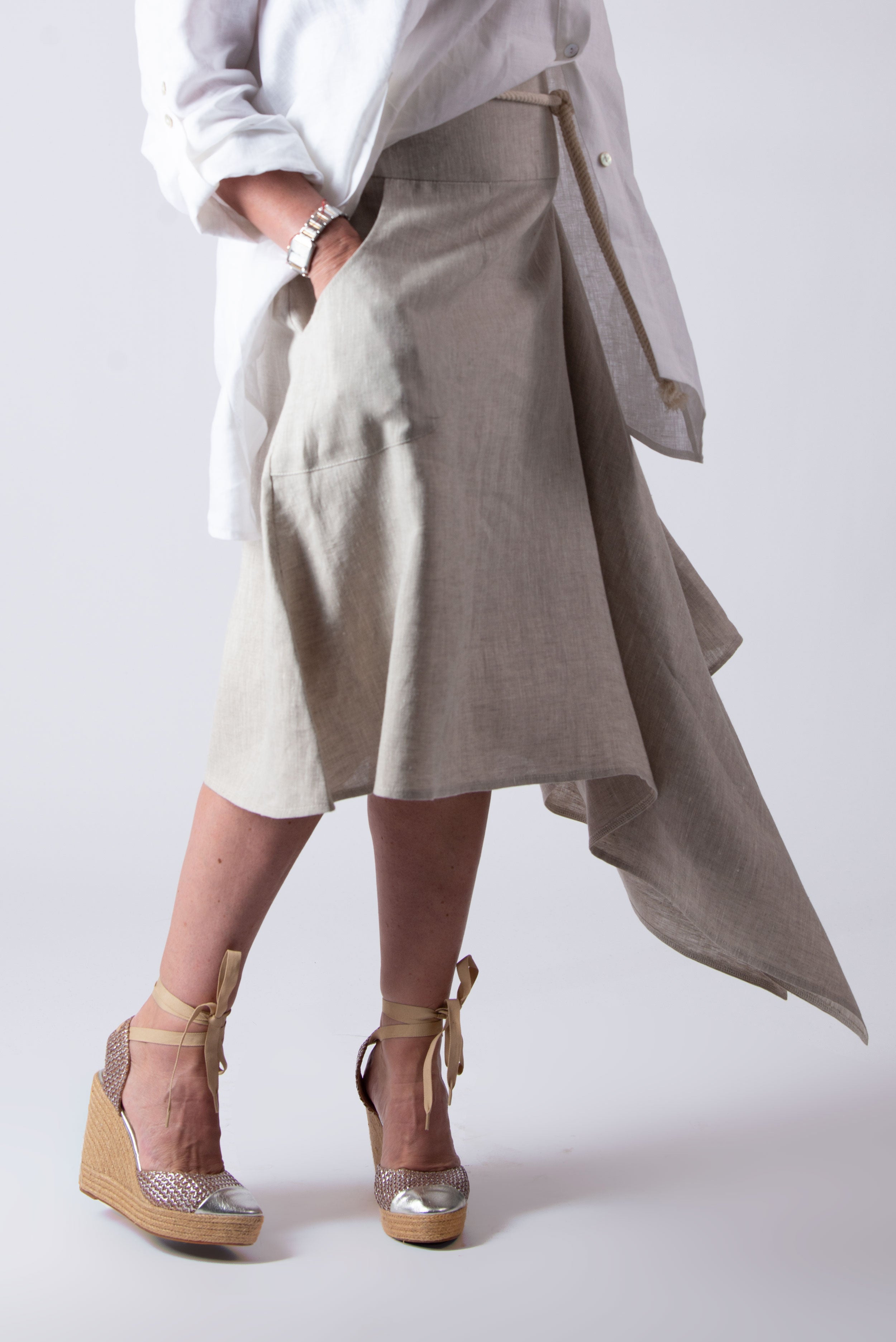 natural Linen skirt - EUG fashion