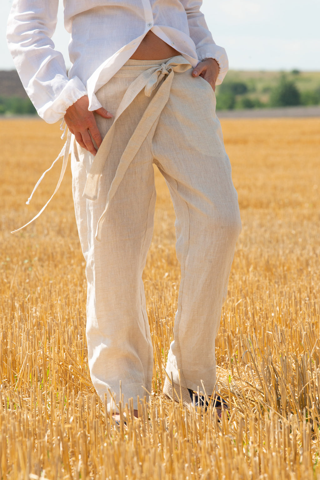 linen wrap pants #natural