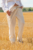 linen wrap pants #natural