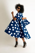 Navy Polka Dots Summer Dress KOSARA - EUG Fashion