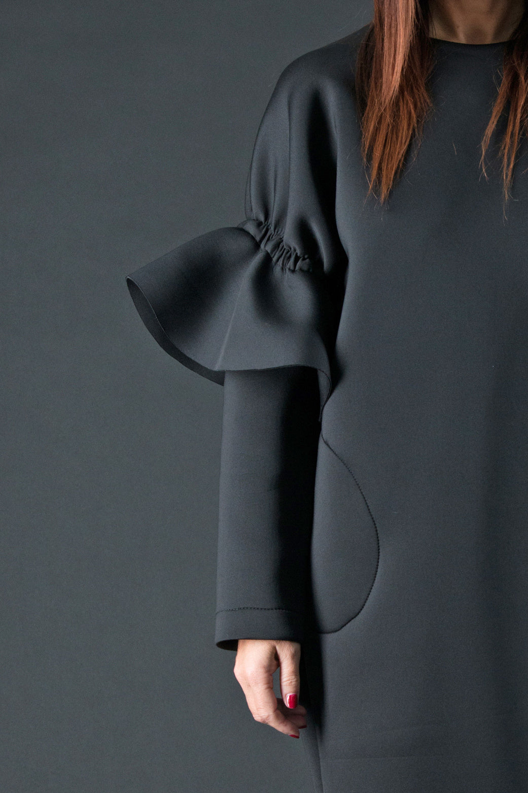 Black neoprene knee-length dress Ester - EUG Fashion #black
