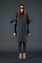 Black neoprene knee-length dress Ester - EUG Fashion #black
