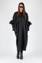 Black long neoprene dress Noa - EUG Fashion
