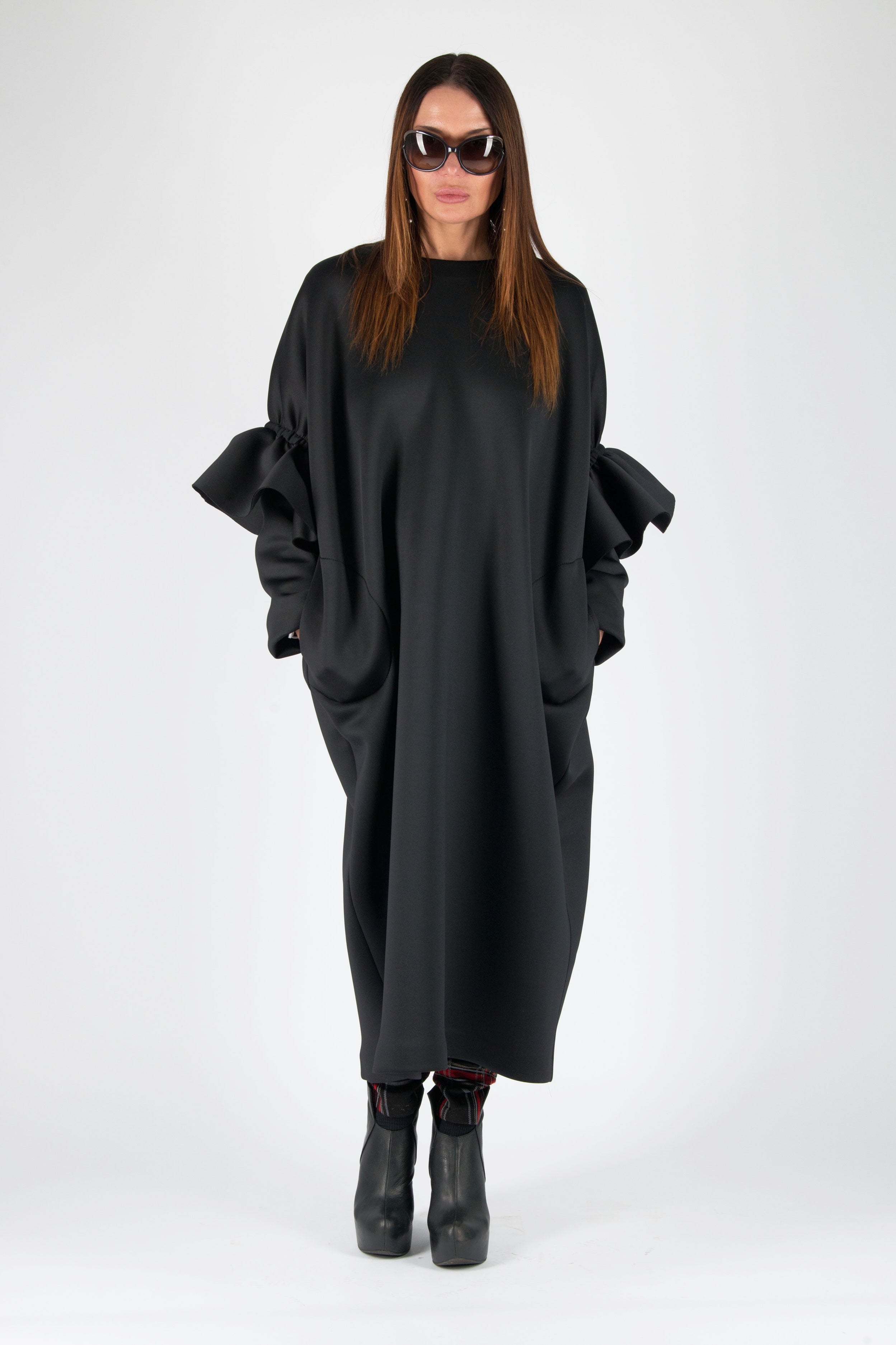 Black long neoprene dress Noa - EUG Fashion
