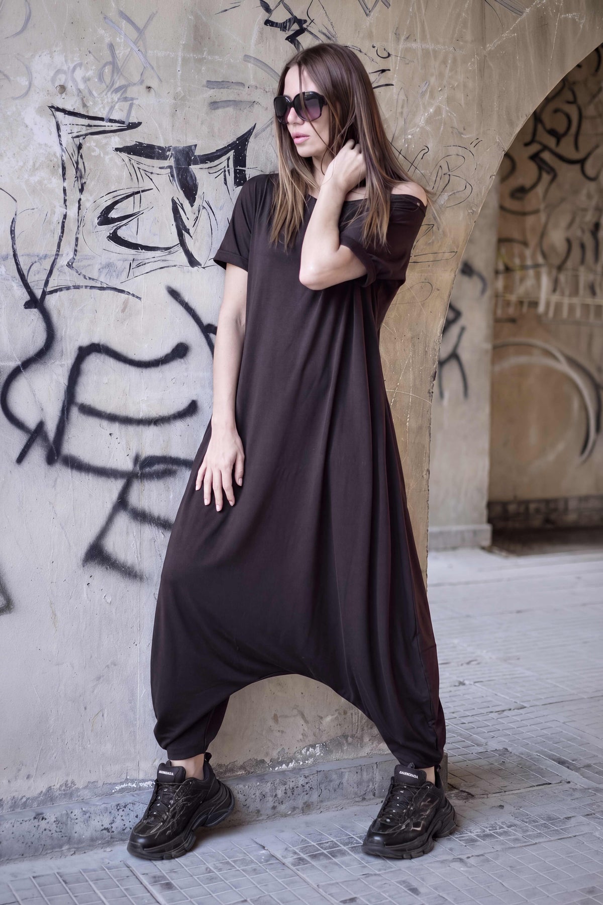 harem brown jumpsuit #dark-brown