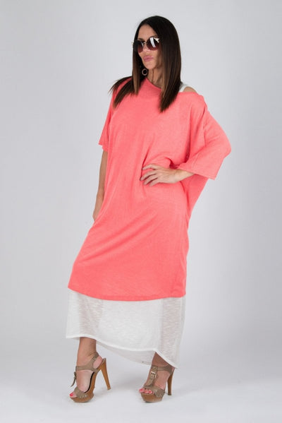 ODILE Coral Summer Dress in 2 parts on SALE - EUG Fashion EugFashion 