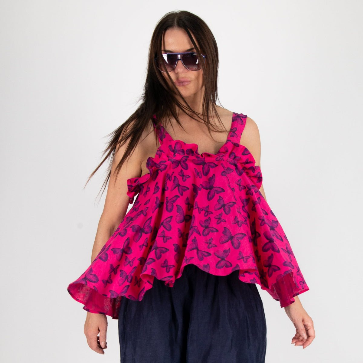 Off shoulders Linen Top Butterfly - EUG Fashion EugFashion 
