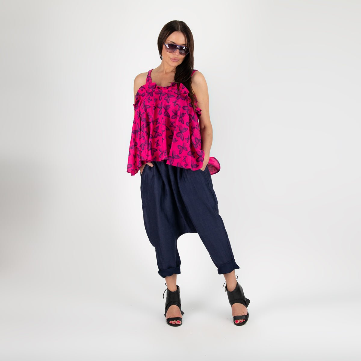 Off shoulders Linen Top Butterfly - EUG Fashion EugFashion 