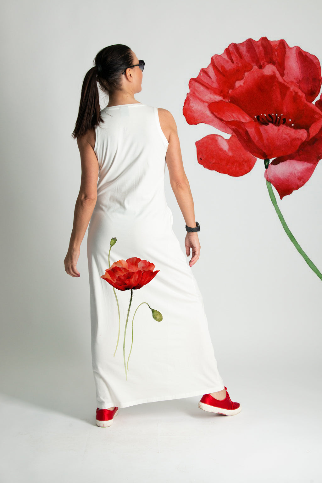Black Poppies Jersey Dress - Mikaela