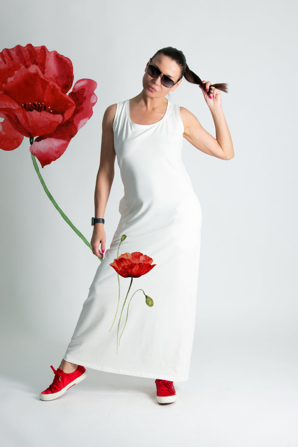 Black Poppies Jersey Dress - Mikaela