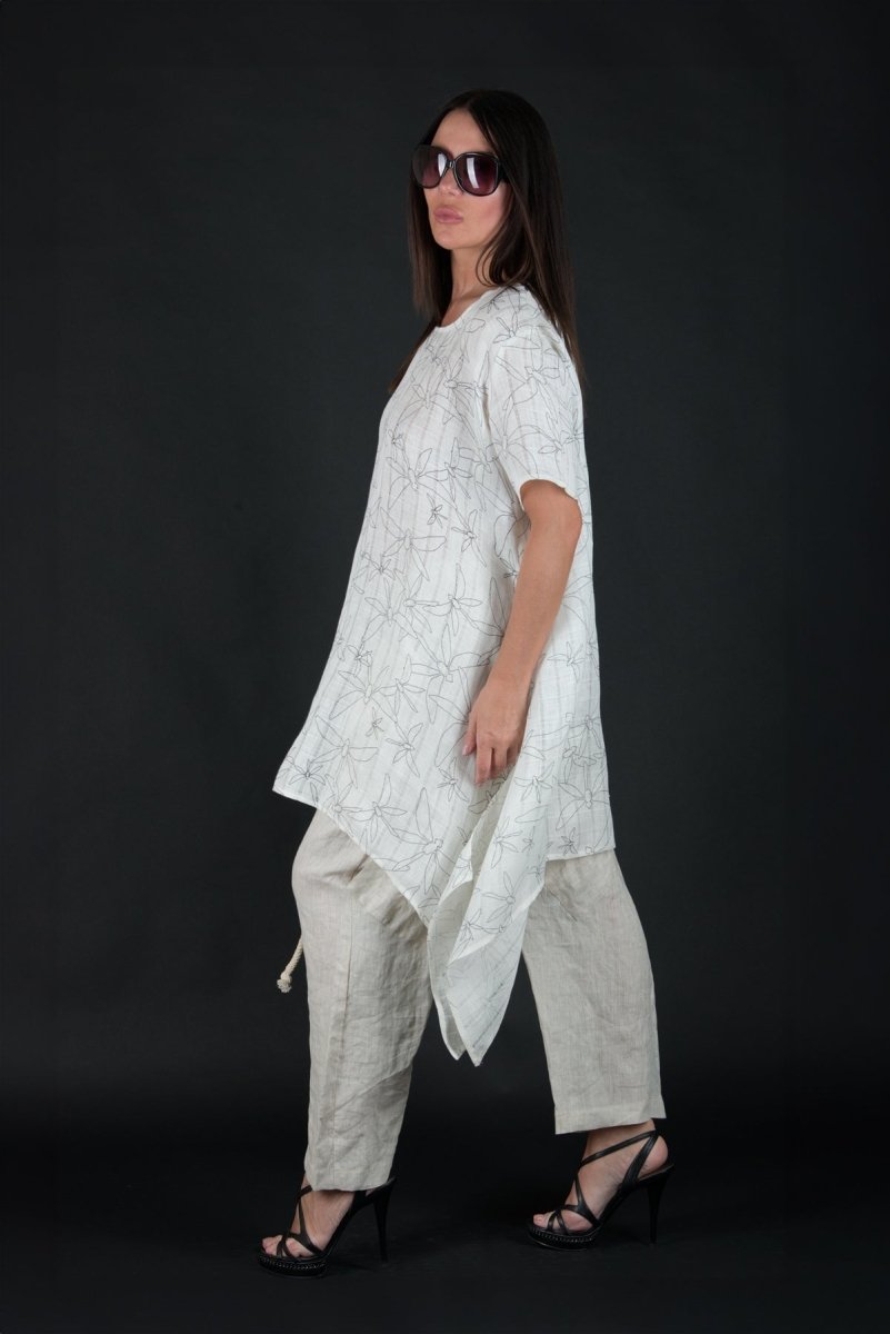 Off white Linen Top CAROLINE - EUG Fashion