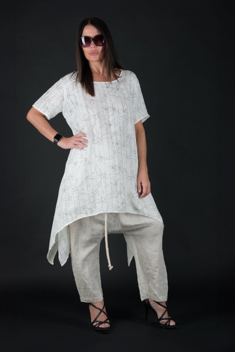 Off white Linen Top CAROLINE - EUG Fashion