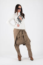 Off white turtleneck print top MARGARITA - EUG Fashion