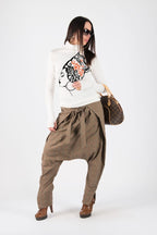 Off white turtleneck print top MARGARITA - EUG Fashion