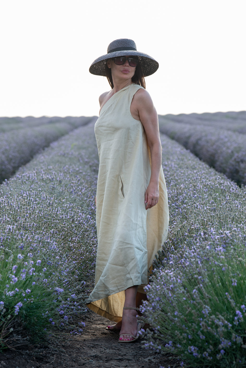 Linen One-Shoulder Dress - Tiffany