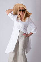 linen white long top