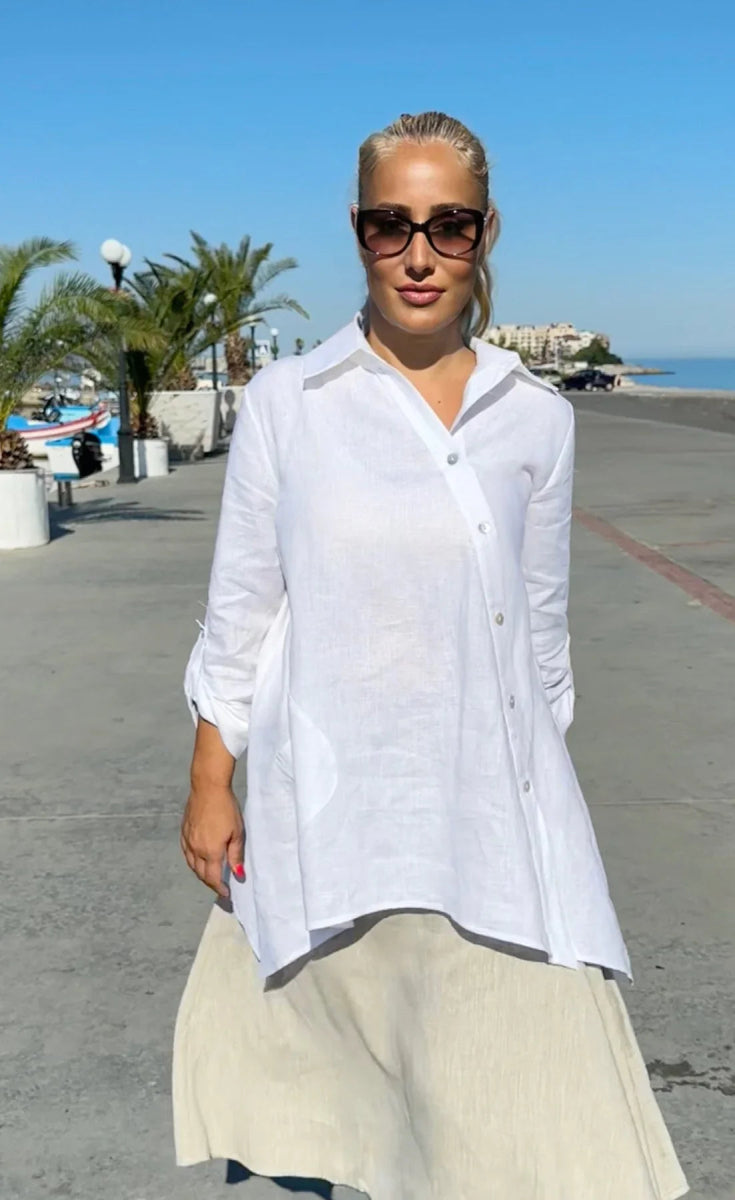 PALERMO TIMELESS WHITE LINEN SHIRT - EUG FASHION EugFashion 