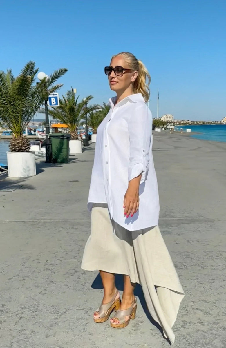 PALERMO TIMELESS WHITE LINEN SHIRT - EUG FASHION EugFashion 