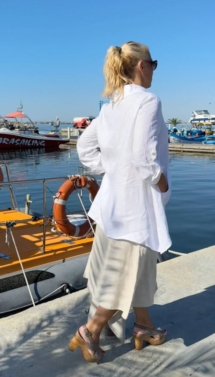 PALERMO TIMELESS WHITE LINEN SHIRT - EUG FASHION EugFashion 