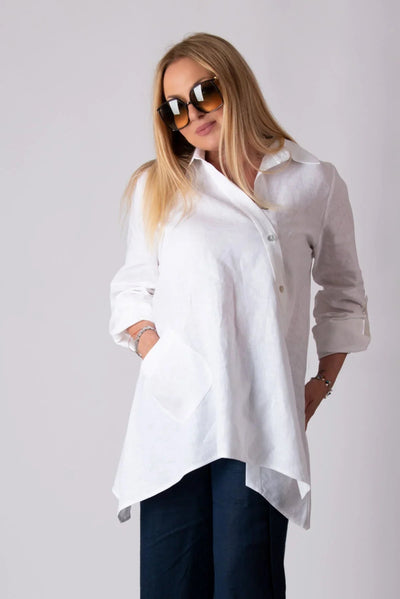 PALERMO TIMELESS WHITE LINEN SHIRT - EUG FASHION EugFashion 