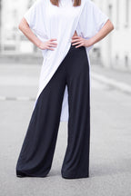 black woman jersey wide leg pants - EUG fashion