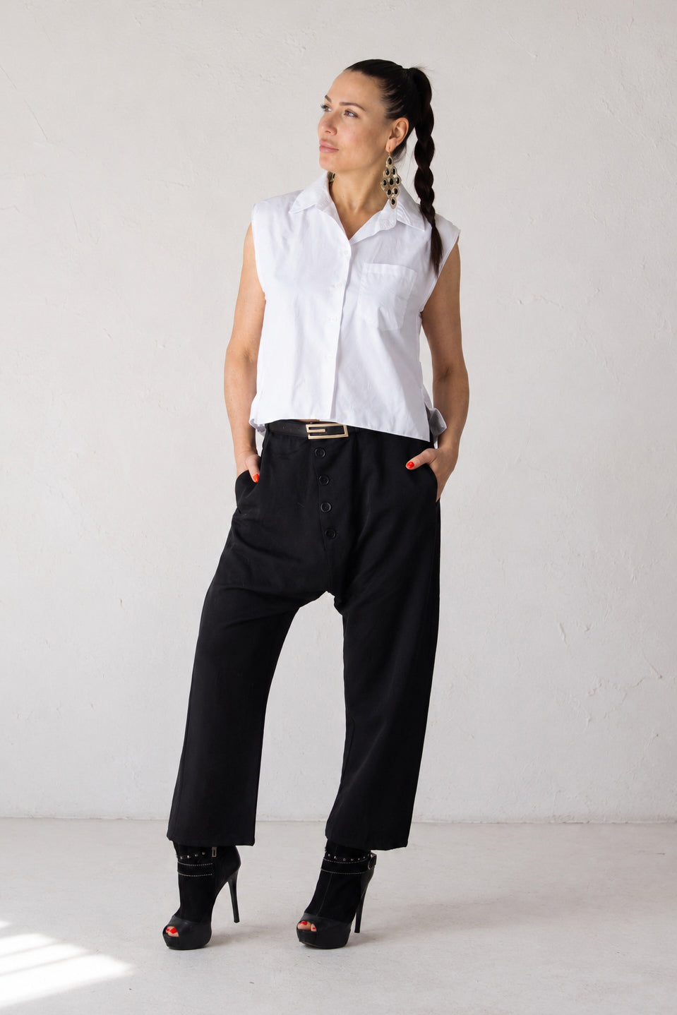 harem black cotton pants