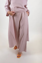 Linen 2 pcs set pants and top  Eug fashion #baby-pink