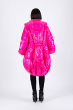 Cyclamen barrel puffer jacket Donna with hood and zip pockets - EUG Fashion #hot-pink
