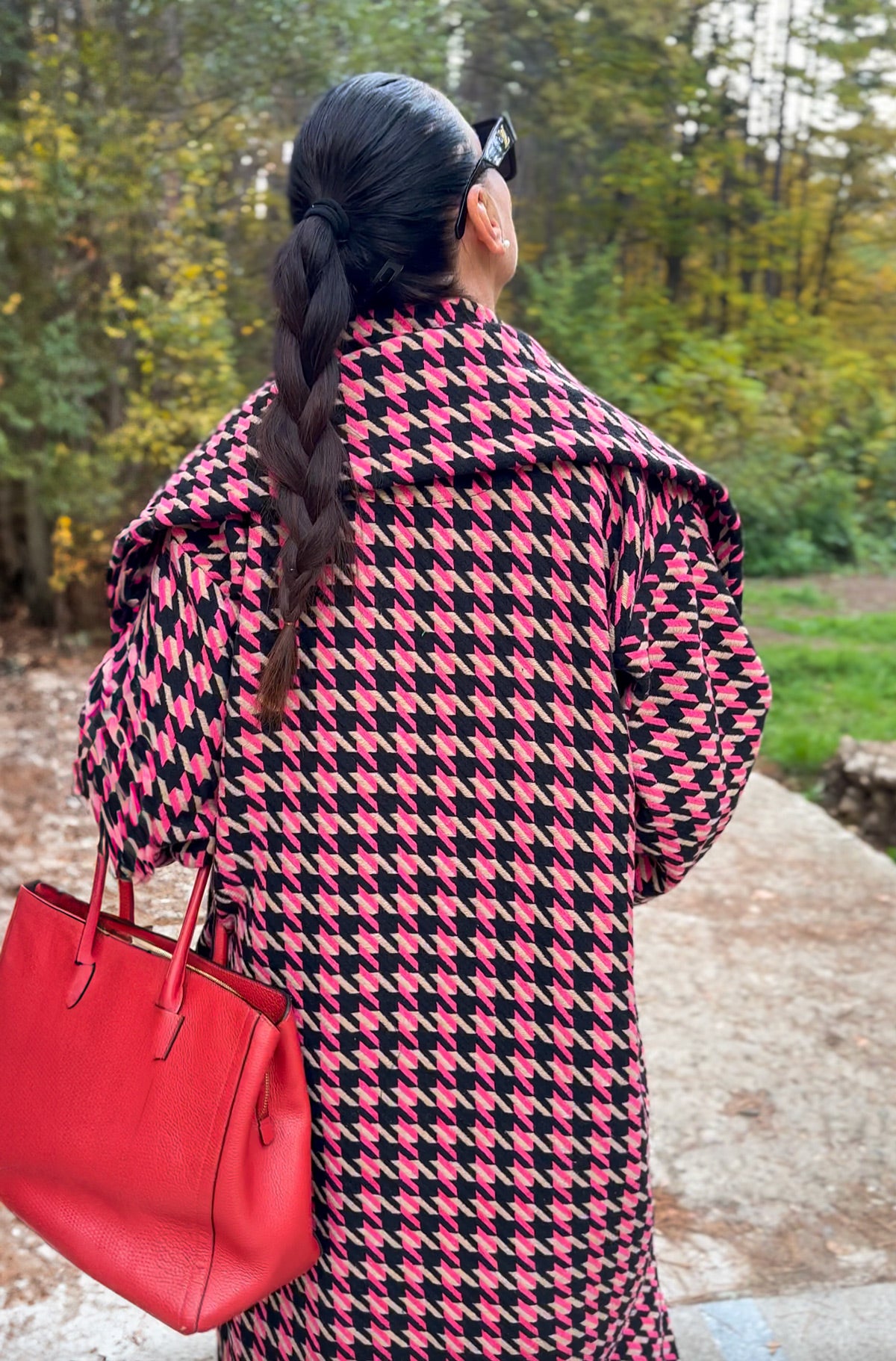 Pink Houndstooth Coat OFELIA EugFashion 