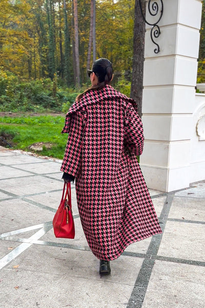 Pink Houndstooth Coat OFELIA EugFashion 