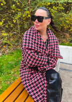 Pink Houndstooth Coat OFELIA - EUG Fashion