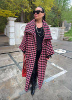 Pink Houndstooth Coat OFELIA - EUG Fashion