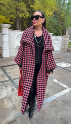 Pink Houndstooth Coat OFELIA - EUG Fashion