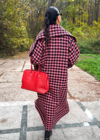 Pink Houndstooth Coat OFELIA - EUG Fashion