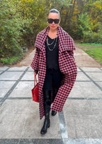 Pink Houndstooth Coat OFELIA - EUG Fashion