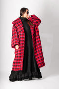 Hot pink houndstooth cape coat Siri with shawl collar - EUG Fashion #hot-pink
