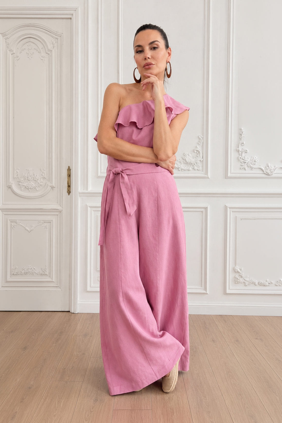 off_shoulders_linen_jumpsuit #pink
