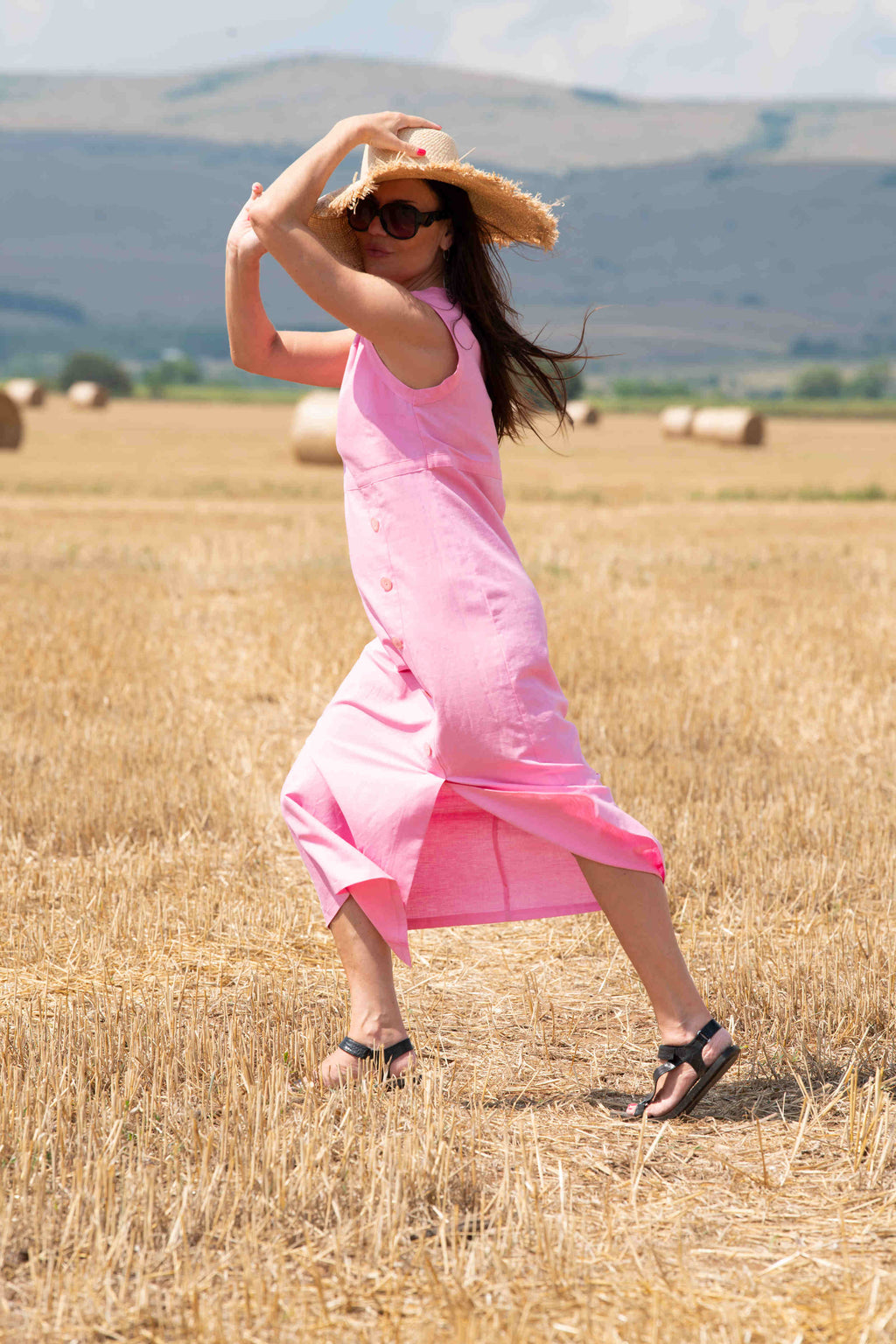 linen elegant woman dress - eug fashion #baby-pink