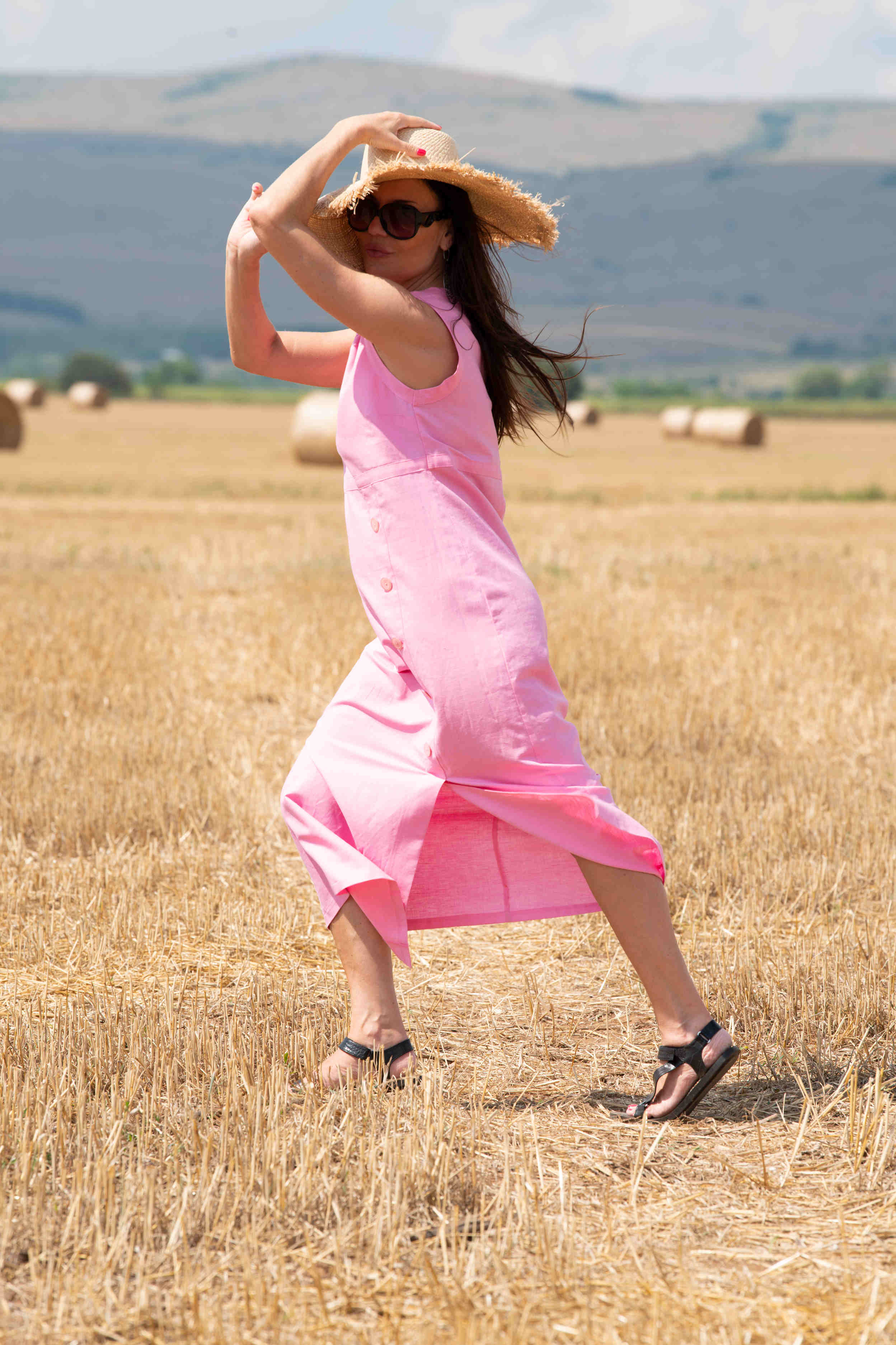 linen elegant woman dress - eug fashion #baby-pink