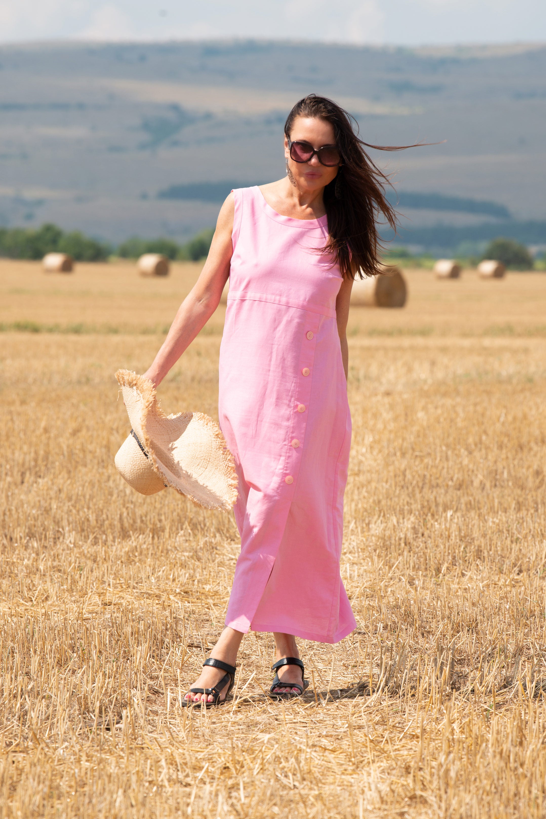 linen elegant woman dress - eug fashion #baby-pink
