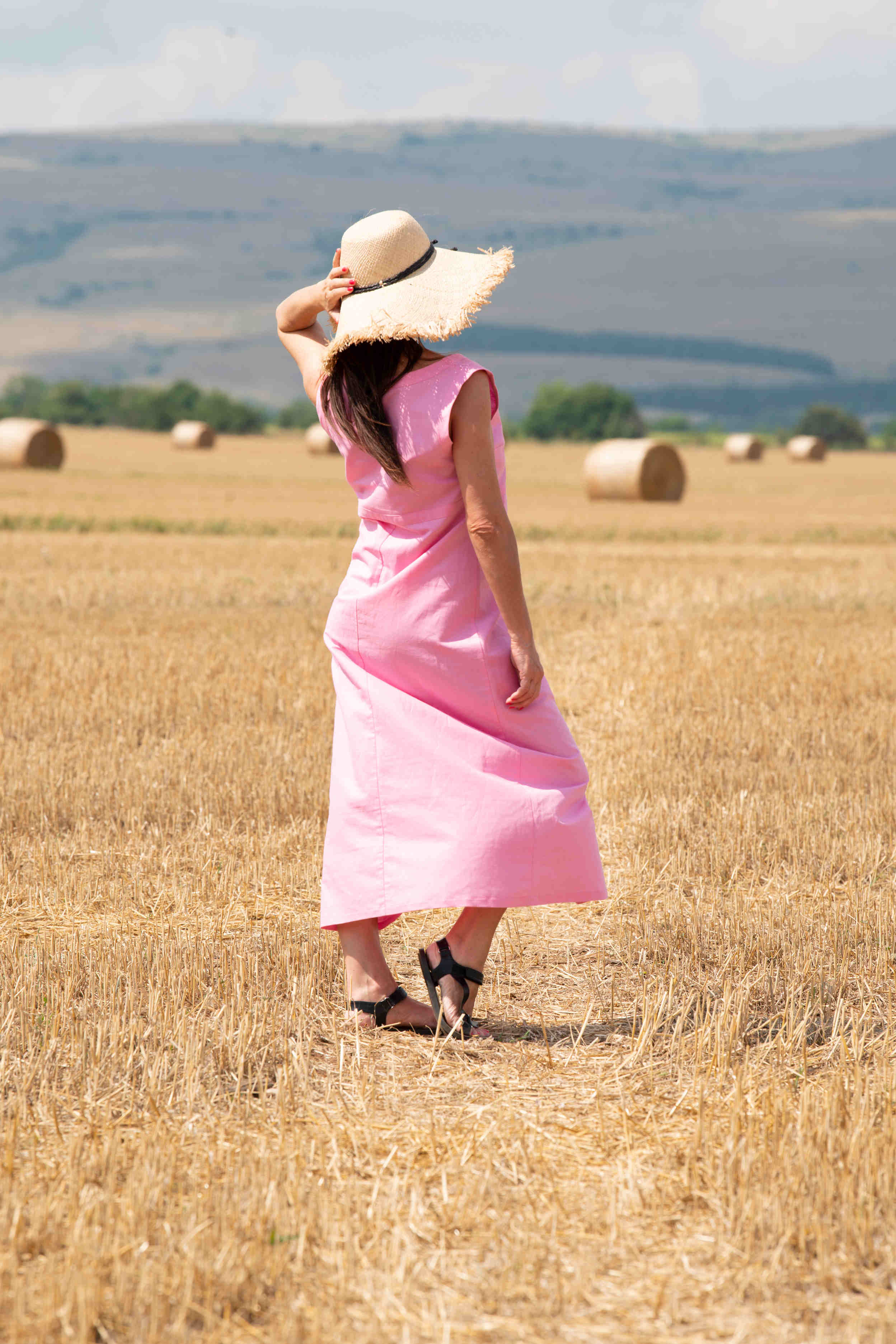 linen elegant woman dress - eug fashion #baby-pink