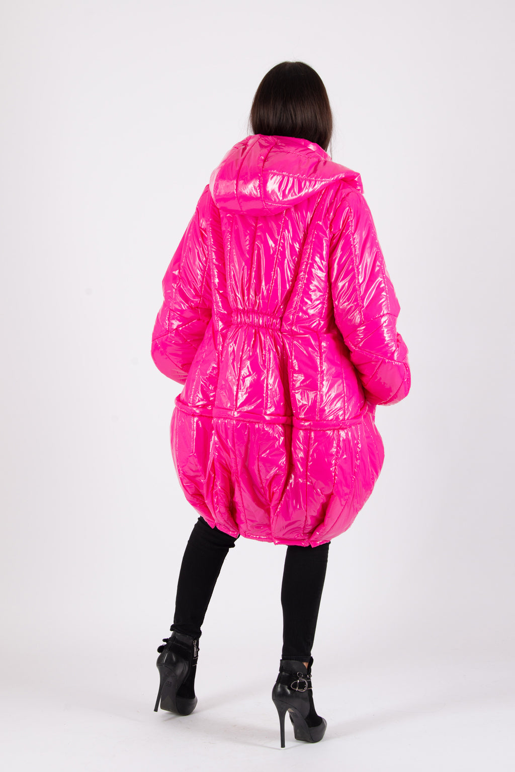 Cyclamen barrel puffer jacket Donna with hood and zip pockets - EUG Fashion #hot-pink
