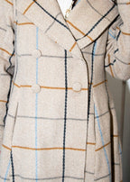 Plaid High - Low Coat, Double - Breasted Asymmetrical Fit Albena - EUG Fashion