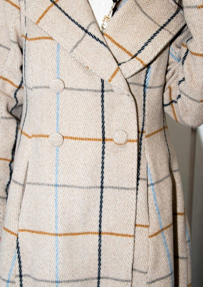 Plaid High - Low Coat, Double - Breasted Asymmetrical Fit Albena - EUG Fashion EugFashion 