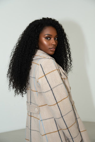 Plaid High - Low Coat, Double - Breasted Asymmetrical Fit Albena - EUG Fashion EugFashion 