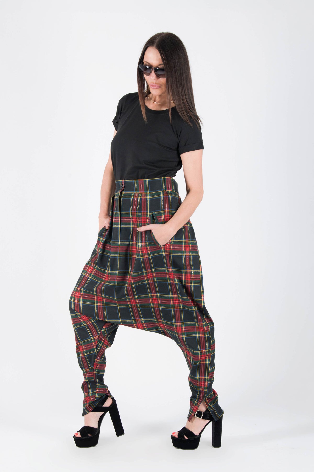 Plaid drop-crotch pants Jasmine — EUG Fashion

