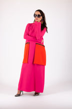 Hot pink colorblock punto milano dress Lena - EUG Fashion

