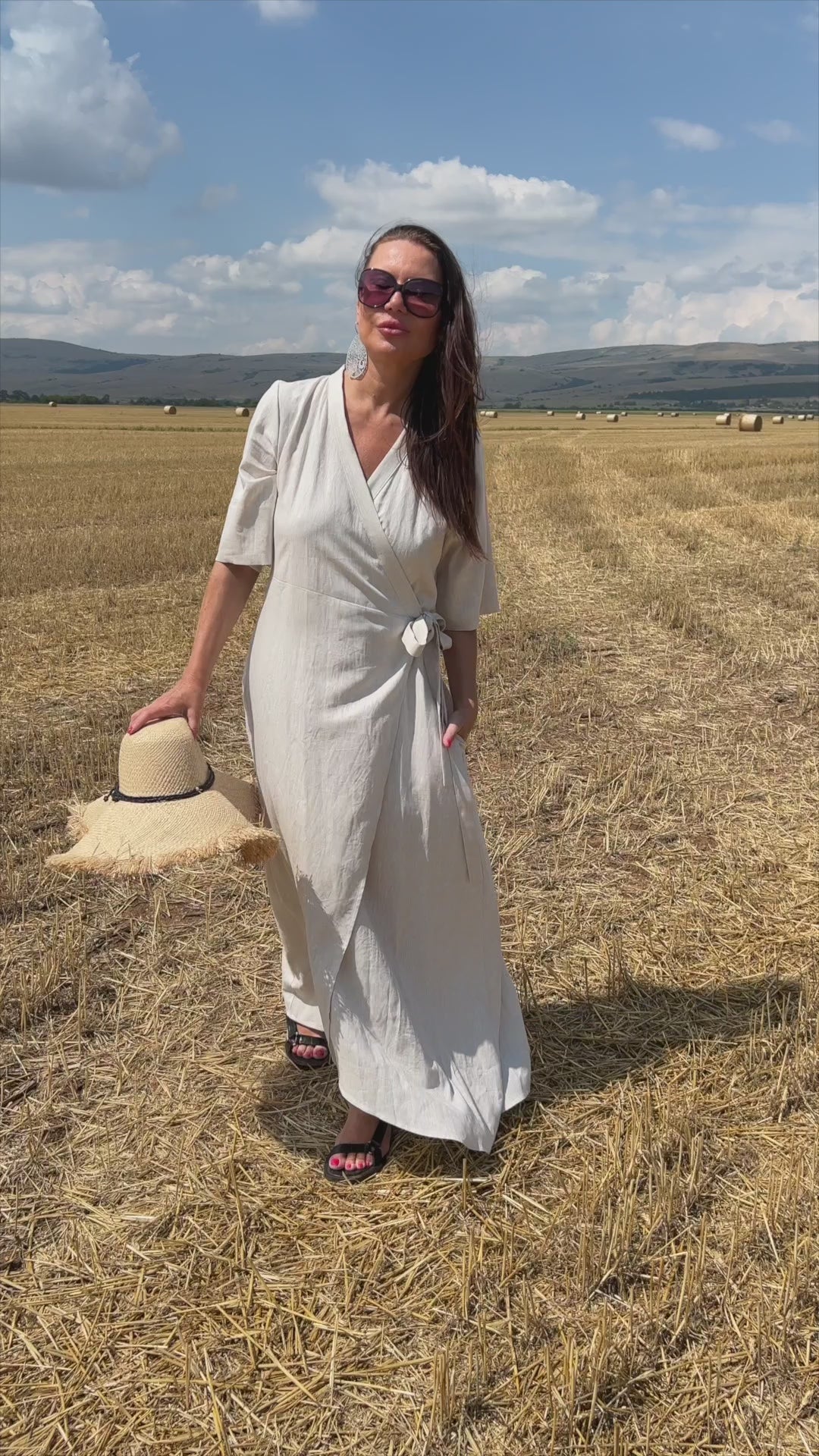 Long Linen Wrap Dress - Verona