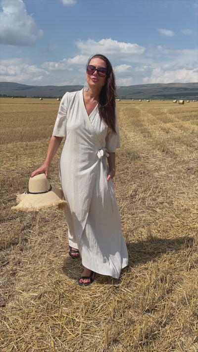 Long Linen Wrap Dress VERONA EugFashion 